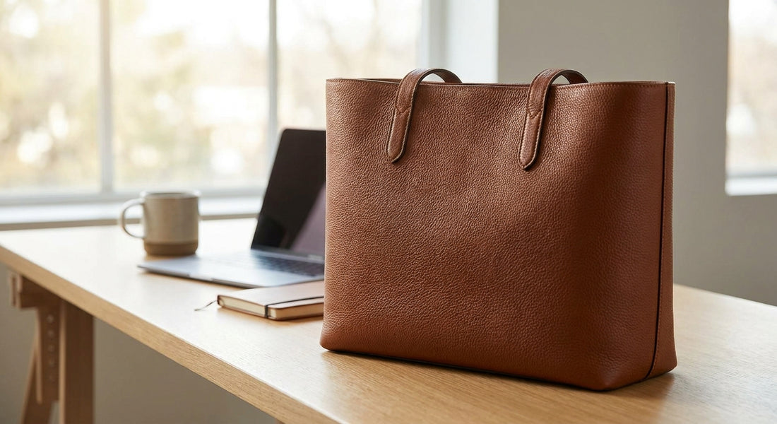 Italian leather tote bag for the office