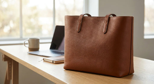 Italian leather tote bag for the office