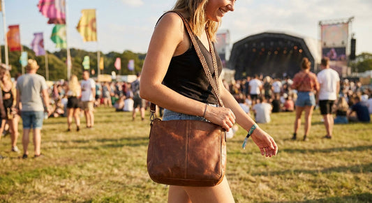 Leather crossbody bag for festivals and concerts