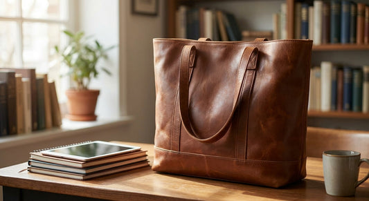 Leather tote bag for teachers