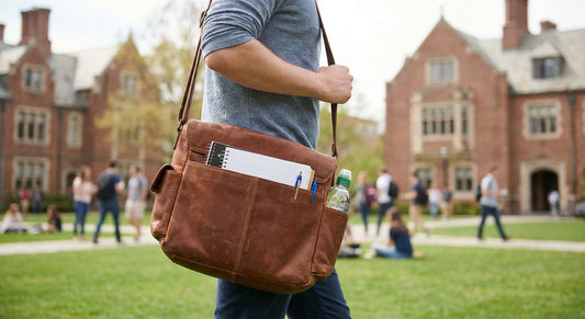 Leather crossbody bag for students