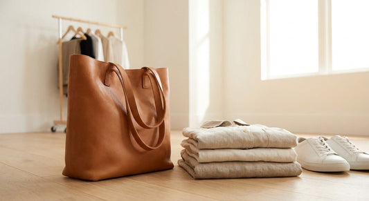 Leather tote bag for a minimalist wardrobe