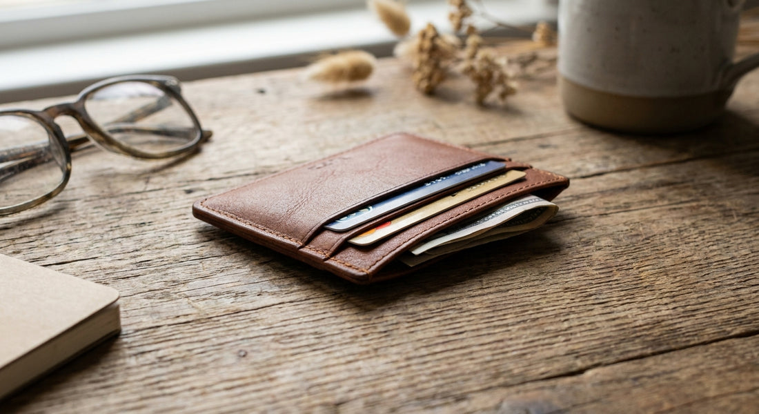 Leather wallet for minimalist essentials