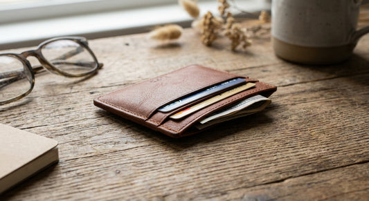 Leather wallet for minimalist essentials