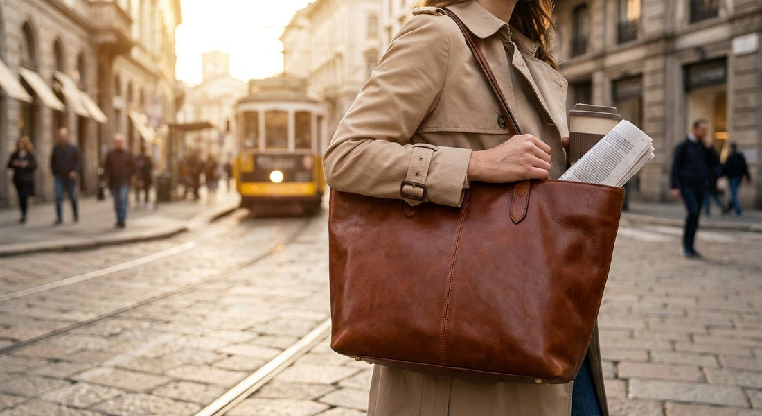 Italian leather tote bag for the daily commute