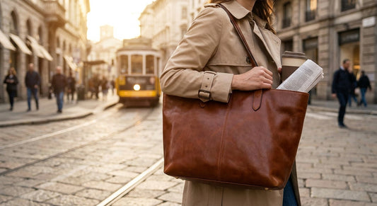 Italian leather tote bag for the daily commute