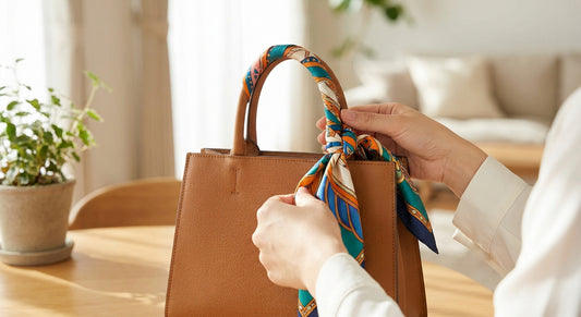 How to tie a silk scarf onto a handbag
