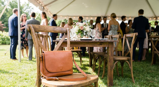 Leather crossbody bag for wedding guests